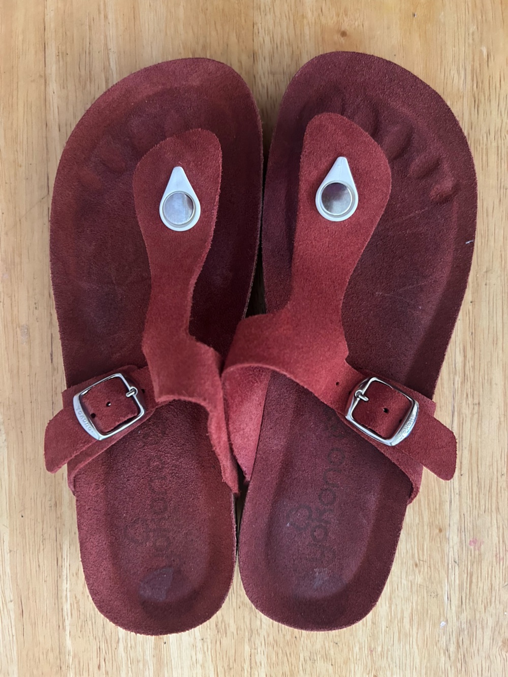 YOKONO Brick LEATHER Thong Sandals Slides Size 7.5